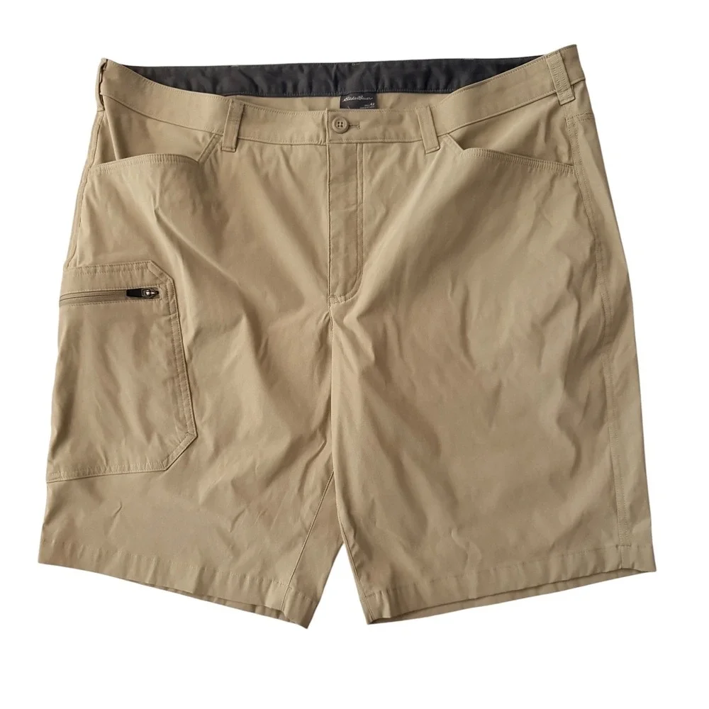 Eddie Bauer Cargo Shorts Mens 42 Tan Khaki Hiking Outdoor Gorpcore Stretch Zip